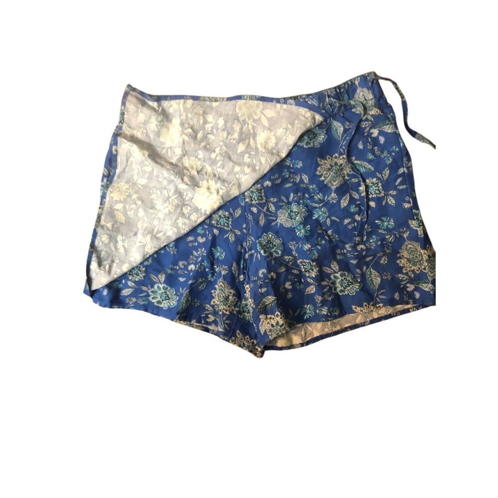 NWT Floral linen skort J Jill linen blend wrap blue ditzy floral skort. Elastic - Picture 4 of 13